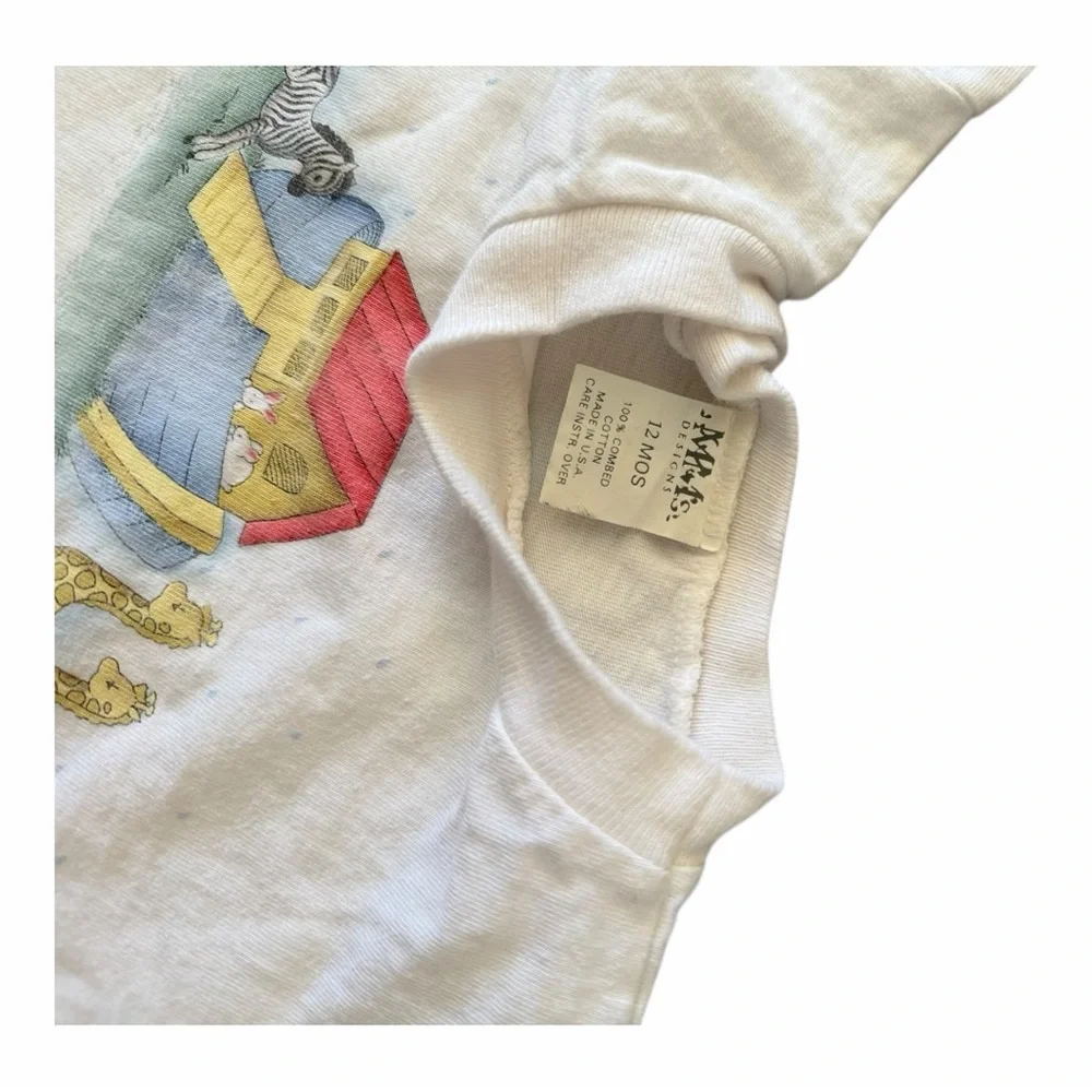 Vintage Noah’s Ark Infant Toddler Romper 12 Months Bible Story Christian onesie